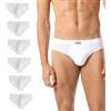 Intimitaly Liabel - Slip Uomo Cotone (Pacco da 6) Bielastico - Mutande Uomo in Cotone Elasticizzato - Intimo Mutande Uomo Colorate alla Moda Bianchi Neri Grigio LS2200 (5XL, 6 Bianchi)