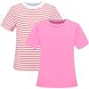 Sunny Fashion 2 Pacchetto Ragazze Maglietta Superiore Maglia A Strisce Confortevole Essenziale Girocollo 4-5 Anni