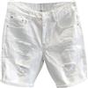 LUZOUCHE Hip Hop Jeans strappati da uomo vintage washed shorts bermuda estivi pantaloncini in cotone alla moda streetwear jeans gamba dritta pantaloni da lavoro cargo, bianco, S