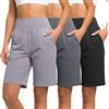 Neer Confezione da 3 Bermuda da Donna, Pantaloncini Estivi Sportivi e Casual a Vita Alta, Elasticizzati,Lunghi al Tasche(M)