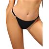 SHEKINI Costume da Bagno Slip Bikini per Donna Regolabile Vita Bassa Brasiliano Perizoma Fondo Bikini Pantaloncini Nuoto da Spiaggia(M,Nero-Bikini Bottom)