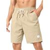 JMIERR Uomo Lino Pantaloncini con Tasche e Marchio Bermuda Leggero Estivo Pantaloni Corti