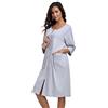 COLORFULLEAF Accappatoio da donna con chiusura lampo, in cotone, leggero, maniche a 3/4, con tasche, XS-2XL