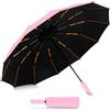 MSIHEY Ombrello Pieghevole,Ombrello Pieghevole Antivento, Ombrello Grande da Pioggia 12 Stecche Rinforzate per Uomo Donna, Diametro 106cm(Rosa)