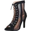 POIUIYQA Scarpe Donna Tacco Alto Bianco Women's Heeled-Sandals in Rete Tacchi Heels Dance Scarpe da Ballo Latino Americano Scarpe Sexy Donna Nero Moda Sandali Stivali Tacchi a Spillo 7cm