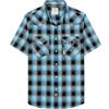Dubinik®Camicia Uomo Manica Corta Fibra di bambù Casual Quadretti Comoda Bottoni Automatici Cowboy Western Vintage Camicia Nero Blu 2XL