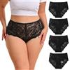 Avondii Pantaloni da donna in pizzo sexy da donna, taglie forti, Black 4 Pack, 4XL plus