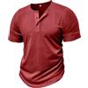 MakingDa Maglietta da Uomo Button Henley Collar Cuciture Contrastanti Henley Shirt Slim Fit Vintage Leggero Tennis Smart Tee Top Sport Basic Casual Estate Shirts Rosso M