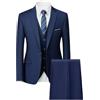 Generic Completo da Uomo Blu Navy con Giacca Blazer con Un Bottone, Gilet e Pantaloni, Abiti da Cerimonia Formali
