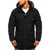 ZDJSWJ Mantello invernale lungo con cappuccio da uomo, parka con cappuccio imbottito, antivento - Parka trapuntato in cotone, giacca pesante, Nero , S