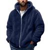 Generic DENGJIAMY Giacca da uomo pelosa Sherpa casual tinta unita calda giacca outdoor moda felpa in pile a maniche lunghe da uomo con cappuccio camicia con zip intera, 5XL