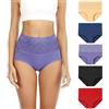 Senllori Donne Vita Alta Cotone Intima Tummy Controllo Slip Signore Morbido Copertura Completa Mutandine 5 Pack Multicolore Taglia M