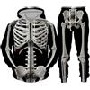 Generisch Felpa con cappuccio da uomo per Halloween, costume da scheletro, tuta da jogging, unisex, set da 2 pezzi, per il tempo libero, O grigio., M