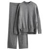 Meaunzyl Completo Lana Donna Complete Tailleur In Maglia Girocollo Maglia a Maniche Lunghe Pullover Top Elastico In Vita Pantaloni a Gamba Larga Moda Completi Tuta Abbigliamento Per La Casa