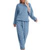 Generisch Pigiama in pile da donna, lungo, in flanella, in pile, 2 pezzi, felpa e pigiama, morbido, confortevole, per l'inverno, l'autunno, la casa, O blu., L