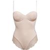 SIELEI 1 Pezzo Body Donna 1978 con Ferretto in Microfibra e Inserti in Pizzo -Coppa B - C, Cipria 3C