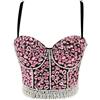 Woboren Punk Goth Push Up Bra Clubwear Party Strass Diamanti madreperlacei Bustier Crop Top Bustino Corset Reggiseno