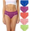 wirarpa Mutande Slip Donna Vita Media in Cotone Elasticizzato Pacco da 5 Multicolore Taglia XS