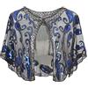 BABEYOND ArtiDeco, Scialle da donna in stile vintage anni 20, con paillettes e perline, stile art déco Nero e blu. 0