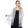 LumiSyne Donna Scialle Stola Metallici Scintillanti Con Fibbia Ad Anello Tinta Unita Glitter Nappe a Frange Foulard Lunga Leggero Stola Elegante Per Abito Da Sera Sposa Matrimonio Cerimonia Festa