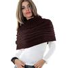 Toocool Coprispalle Donna Cappa Collo Sciarpa Bolero Tricot Dolcevita Poncho AS-0430[Marrone]