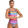 ARENA Challenge Costume da Bagno, Blu Fluo Multi, 42 Donna