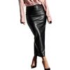 KBOPLEMQ Gonna da donna in pelle laccata, lunga, elasticizzata, da sera, aderente, elegante, effetto bagnato, sexy, a vita alta, in pelle PU, per feste, discoteca, colore nero, bianco, gonna skinny, O nero., L