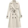 Generisch Trench Donna Doppio Petto Lungo Cappotto Classico Autunno Primavera, Giacca Trench con Cintura, Giacca A Vento Antivento Cappotto da Donna, beige