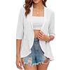 HANERDUN Coprispalle Donna Elegante Cerimonia Bolero Cardigan Manica 3/4 Giacca Corta Occhiello Aperta Shrug Estivo Primavera Autunno