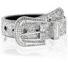 JK Home Cintura glitterata uomo donna finta pelle cristallo con foro ago fibbia in metallo occidentale cowboy cowgirl per pantaloni lucidi, argento 3,8 cm, 114cm