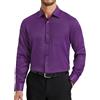 HISDERN Camicia Uomo Elegante Viola Camicie da Uomo Manica Lunga di Cotone Bottoni Regular Fit Formale Tinta Unita No Stiro con Taschino 4XL