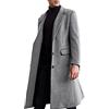 ECDAHICC, cappotto da uomo in lana, stile casual, giacca lunga con colletto a lancia, trench a doppiopetto, cappotto invernale caldo, Grigio, M