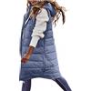 Vagbalena Gilet Lungo da Donna in Piuma D'Oca Senza Maniche Giacca con Cappuccio Inverno Caldo Cappotto Sottile Zip all'aperto Gilet Vintage Giacca a Sbuffo Antivento Leggero Gilet Morbido (Blu,M)