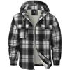 zitysport Camicia Giacca Uomo Tasca Petto Foderato in Pile Foderato in Pile Cappotto Invernale con Tasche Giacca Flanella con Cappuccio Uomo Sudore Cappuccio(Grigio Nero,XL)