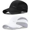 AYPOW 2 Confezioni Cappello da Baseball Uomo Donne，Cappellino Running Traspirante ad Asciugatura Rapida，Cappello Estivo Leggero Pieghevol Berretto con Visiera Regolabile per Sportive Tennis Golf