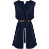 Foweknow Costume medievale da uomo, senza maniche, girocollo, in pelle, motivo cavaliere, patchwork, armatura, retrò, gilet vichingo, pirata, cosplay, gotico, performance, costume di Halloween, Blu