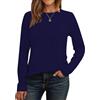 Cuptacc Maglietta Donna a Maniche Lunghe Collo Rotondo 2025 Moda Camicetta Monocolore Primavera Top con Pieghe Camicia Chic