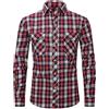 Generic Camicia da uomo a maniche lunghe, per il tempo libero, da uomo, a quadretti, con bottoni, camicia da lavoro, resistente all'abrasione, elasticizzata, con tasca sul petto, colletto alto, elegante, l,