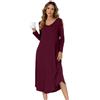 SHCNSJC Camicia da Notte Donna Lunga con Scollo a V e Maniche Lunghe - Invernale per L'Allattamento con Tasche