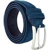 GRESEL Cintura Scamosciata Vera Pelle Uomo Donna - Blu, Accorciabile, Made in Italy, 3,5 cm