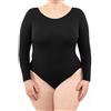 LEELA LAB Body Donna Taglie Forti a Costine, con Manica Lunga in Morbida Microfibra, Chiusura Regolabile, Realizzato con Tecnologia Seamless Senza Cuciture - Made in Italy