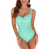 WIN.MAX Costume Intero Donna, Costume Intero con Controllo della Pancia, Costume da Bagno Taglie Forti per Donna Monokini Push-up Vintage, per Coppe da C a DD (Verde Menta, EU38)
