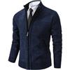 OWEIEYEU Cardigan da uomo con cerniera, maglione in ciniglia, tinta unita, stile business casual