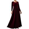 MASHANGGOU Abito lungo da donna, in velluto, a maniche lunghe, per matrimoni, feste, eventi, cocktail, bordeaux, 4XL