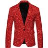Duohropke Giacca glitterata da uomo con brillantini, sportiva, per feste, con paillettes, slim fit, performance, costume da blazer smoking