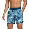 TMEOG Costume Uomo Mare Pantaloncini da Bagno Costumi da Piscina Surf Boxer Mare Costume da Spiaggia Bagno Vintage Pantaloncino Mare con Tasche e Coulisse(Foglie di Palma,S)