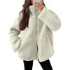 uxxnjfg Giacca Invernale Donna Elegante Fleece Felpa Pile Giubbotto Donna Invernale Peluche Oversize Cappotto con Cappuccio Casual Pullover Maglione con Zip Abbigliamento(Bianco,XL)