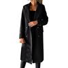Mymyguoe Cappotto invernale lungo da donna, trench doppiopetto, elegante giacca invernale, tinta unita, per le mezze stagioni, con collo a risvolto, per il tempo libero, antivento, in tweed