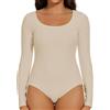 Joyshaper Body da donna a maniche lunghe, elegante, camicette e bluse, girocollo, top body string, maglia di corpo traspirante, M