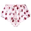 Satini Raso Slip scanalati alla Francese Gonna Pantaloncini Mutandine Biancheria Intima (Rosa Pastello - Rose Rosse, XL)